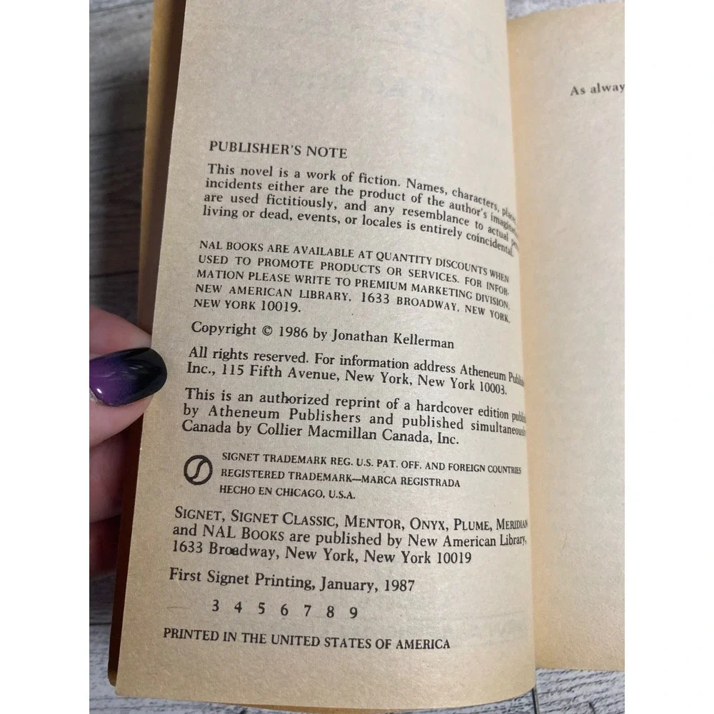 Blood Test Jonathan‎ Kellerman Paperback psychological Thriller Novel 1987